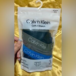 Calvin Klein Boys 3-Pack Briefs in Blue, Gray & Black Waistbands